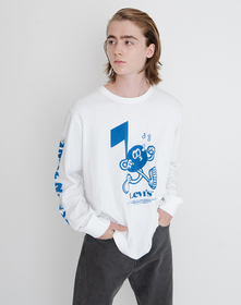 RELAXED LS GRAPHIC Tシャツ GET IN TUNE WHITE