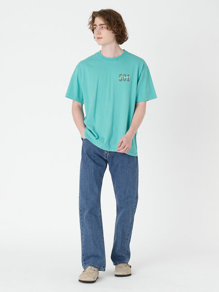 グラフィック クルーネック Tシャツ 501 ブルー AQUARELLE