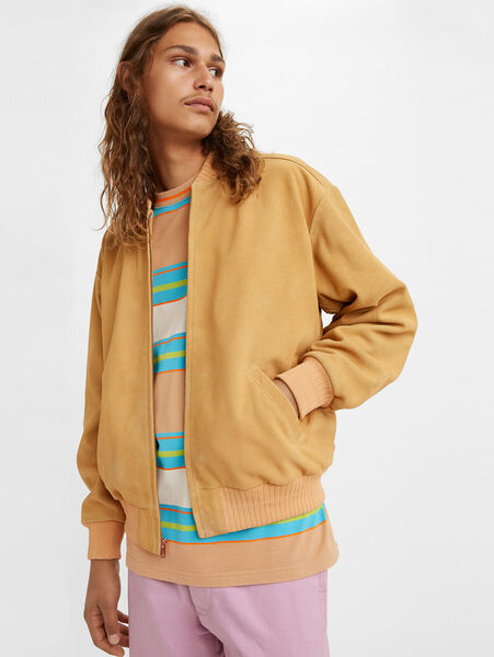 LOOSE SUEDE BOMBER FALL LEAF