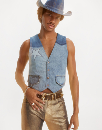 PRIDE COLLECTION パッチワーク ベスト インディゴ GIDDY UP VEST